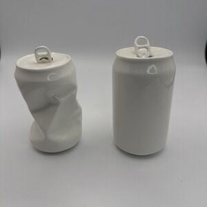 Passport Collection White Soda Can Vases 4.5" Sculpture Ceramic Home Decor Set 2